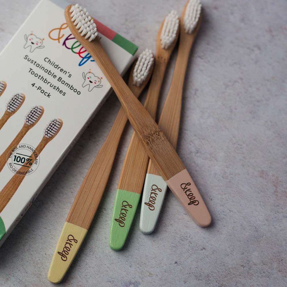 Pack of 4 Kids Bamboo Toothbrushes by &Keep - Image 3