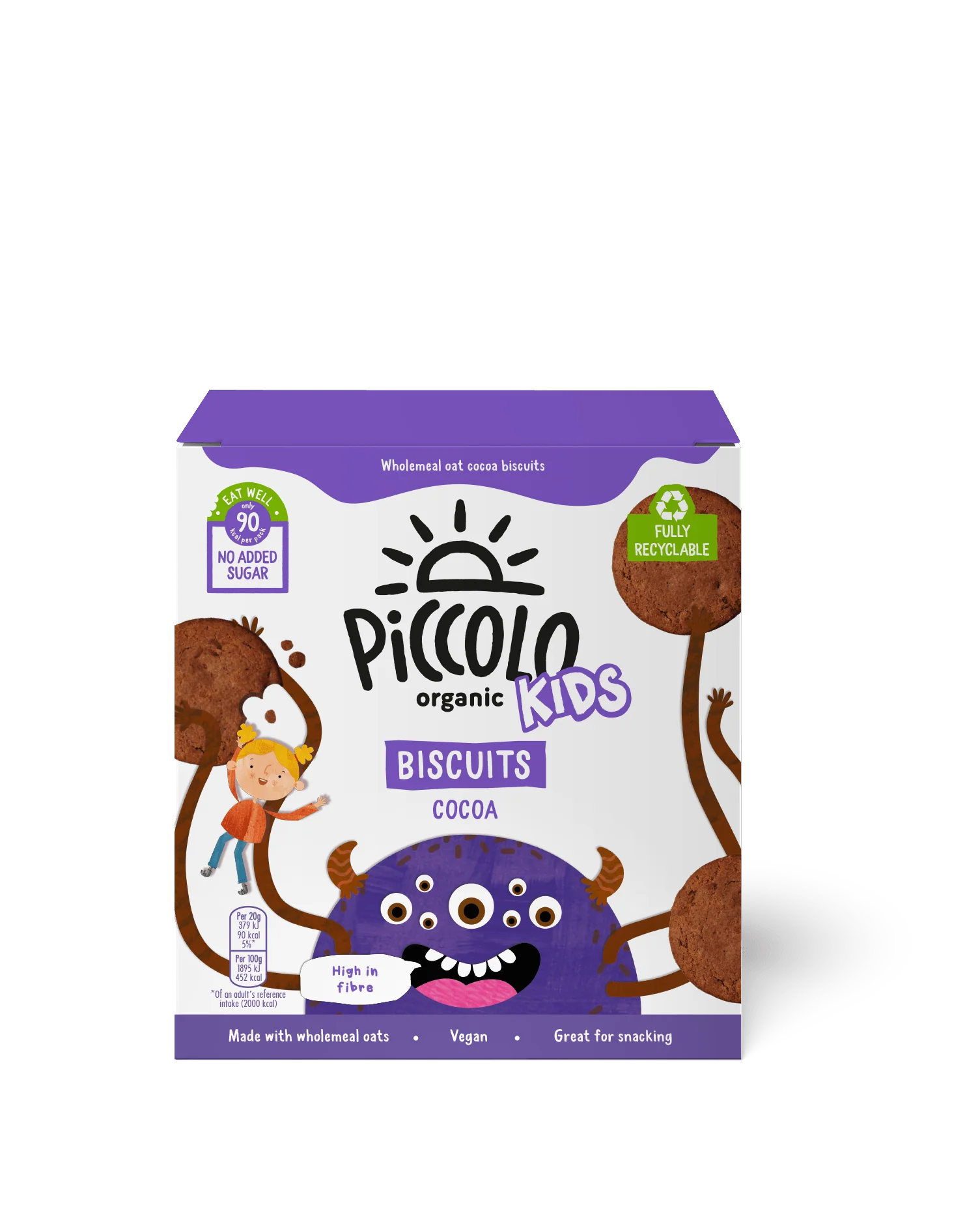 Piccolo Kids Cocoa Biscuits 100g Wholemeal Oat Snack
