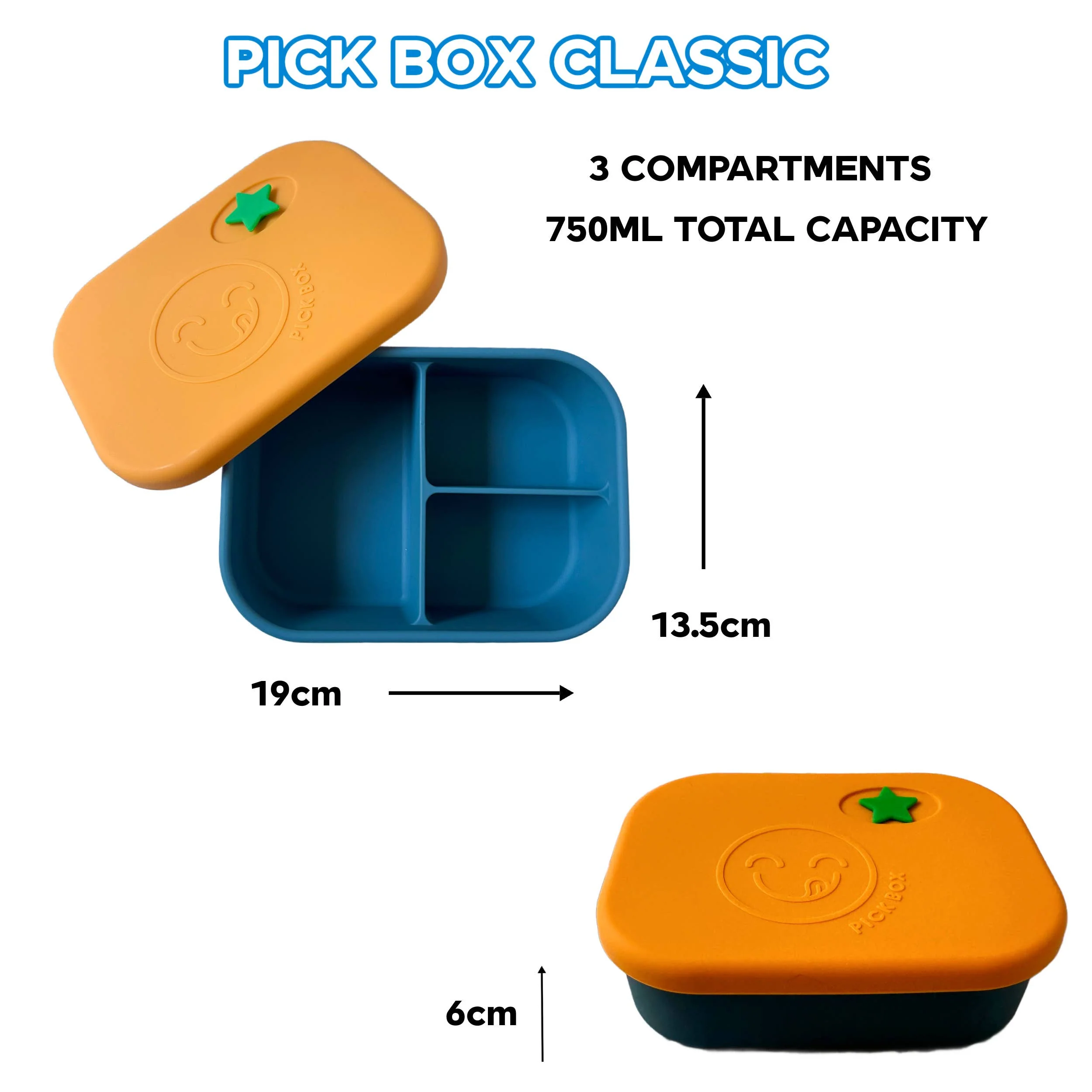 Pick Plates Pick Box Classic Silicone Lunch Box – 3 Compartment 750ml - Image 12