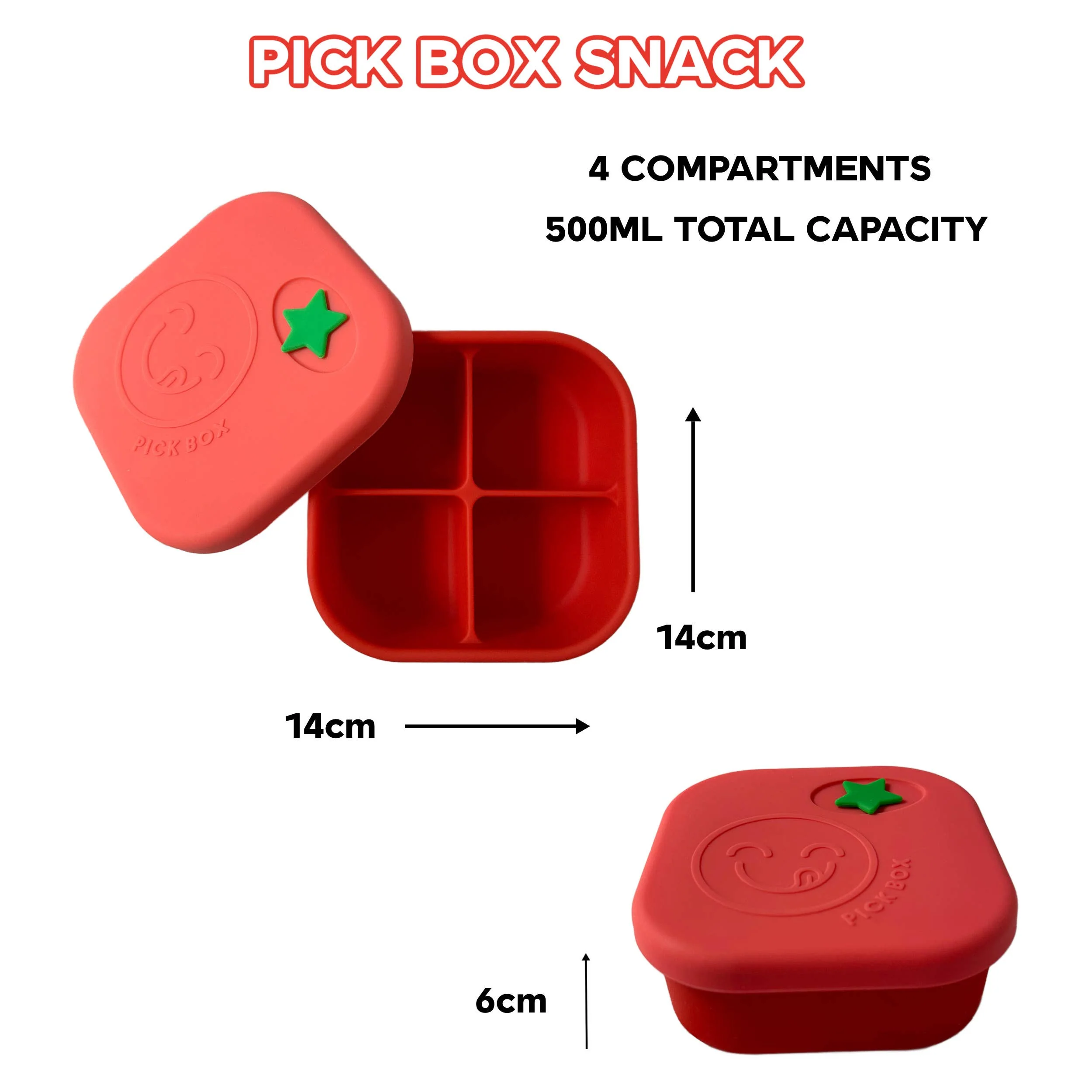 Pick Plates Pick Box Snack Silicone Snack Box – 4 Compartment 500ml - Image 15
