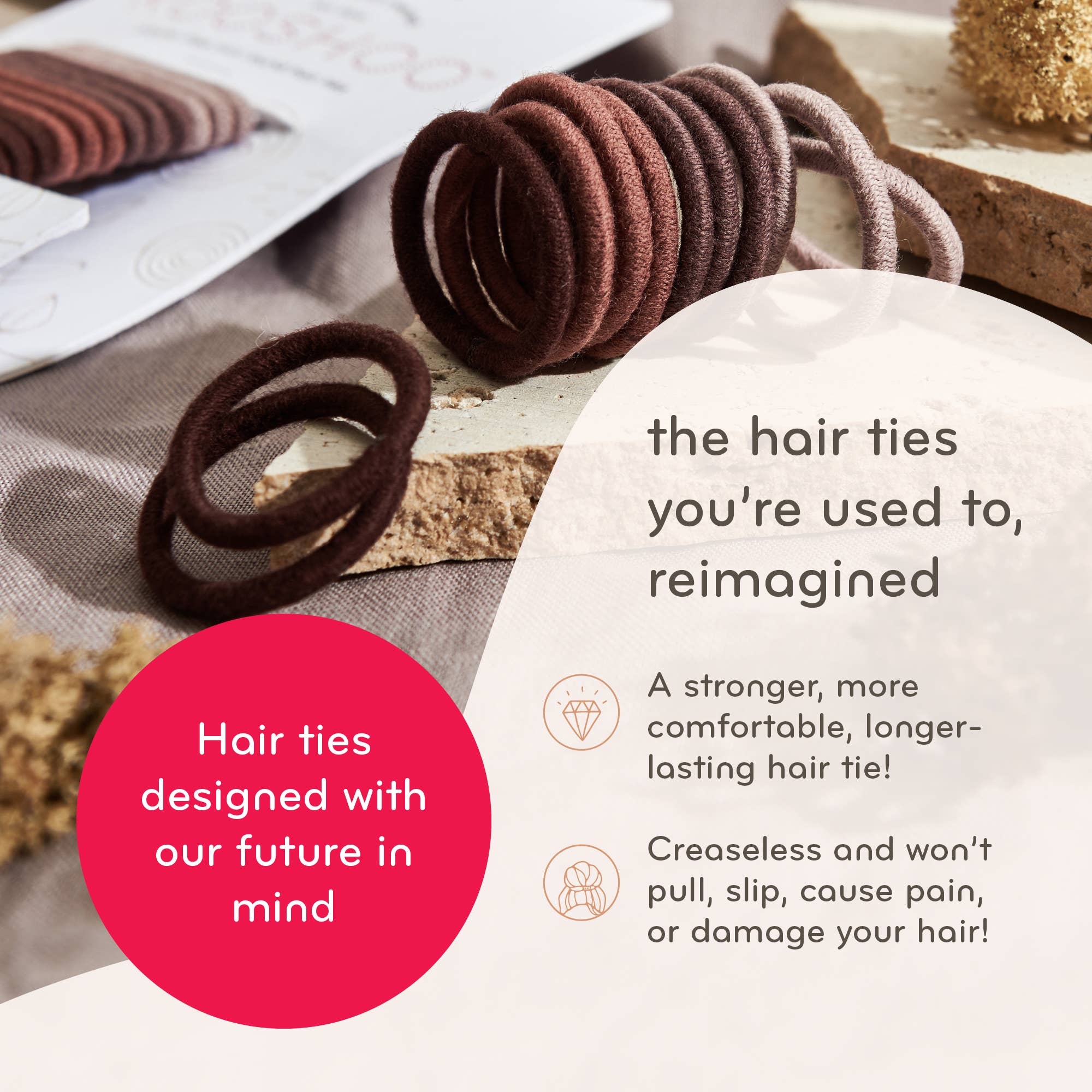 Plastic-Free Round Hair Ties Mini 6-Pack – Pastel Blooms - Image 4