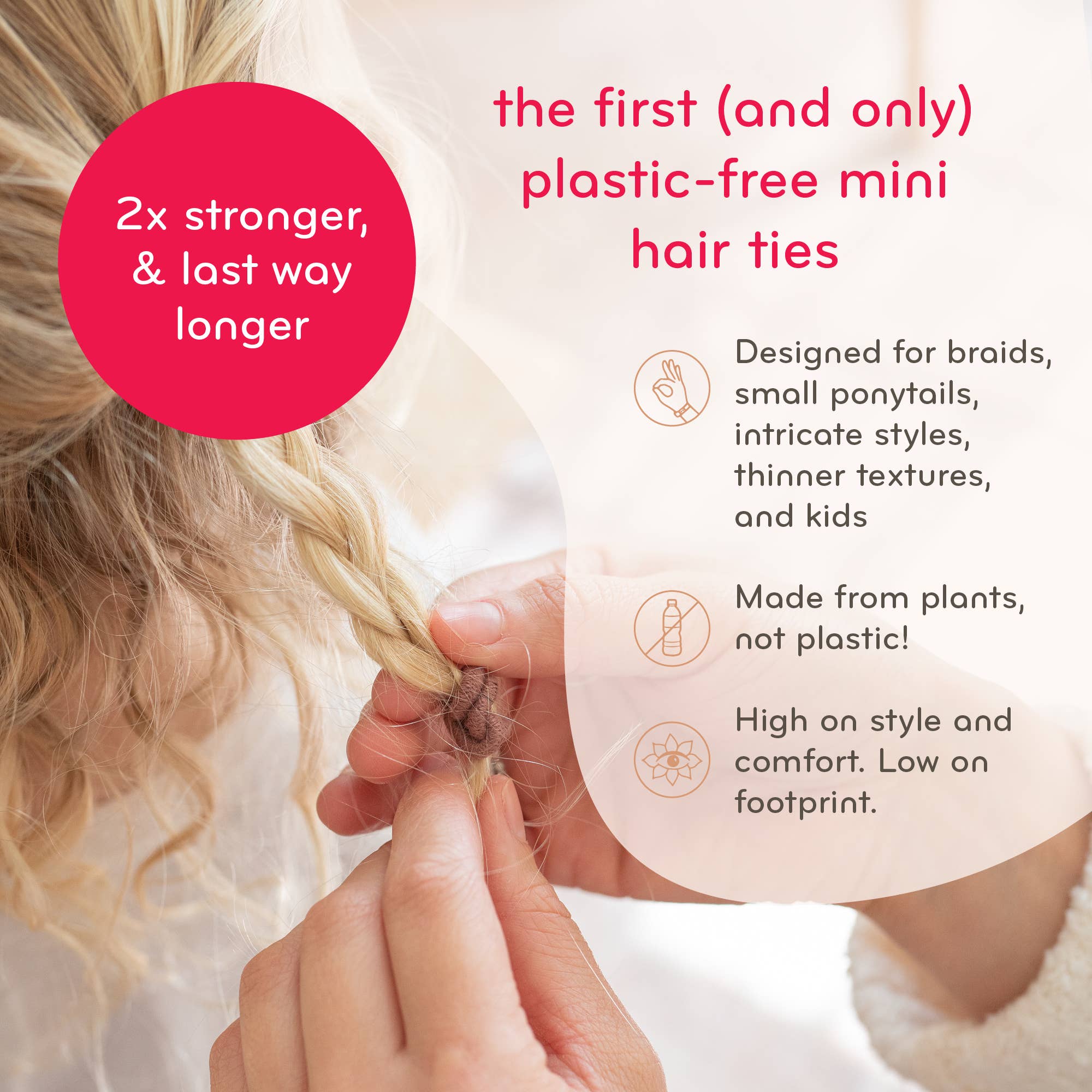 Plastic-Free Round Hair Ties Mini 6-Pack – Pastel Blooms - Image 5