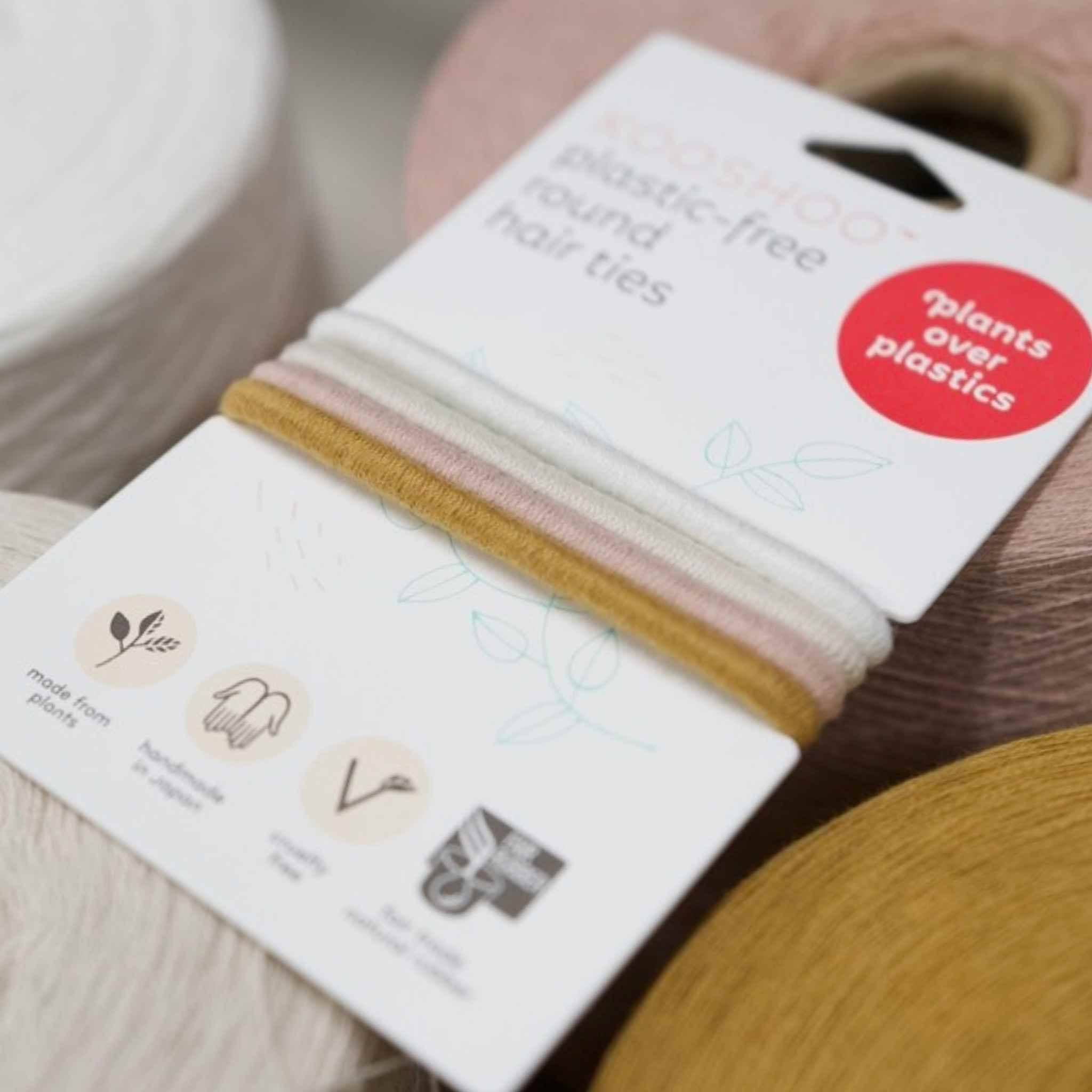 KOOSHOO Plastic-Free Round Hair Ties Mondo 4-Pack – Golden Fibres - Image 4