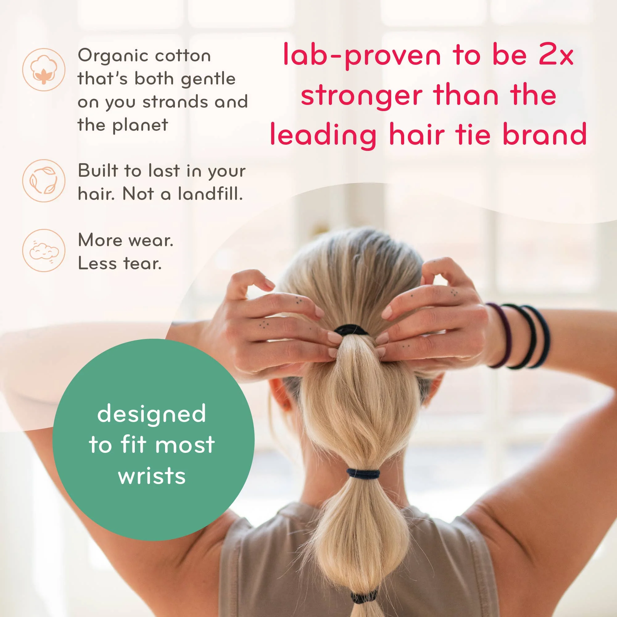 KOOSHOO Plastic-Free Round Hair Ties Mondo 4-Pack – Golden Fibres - Image 6