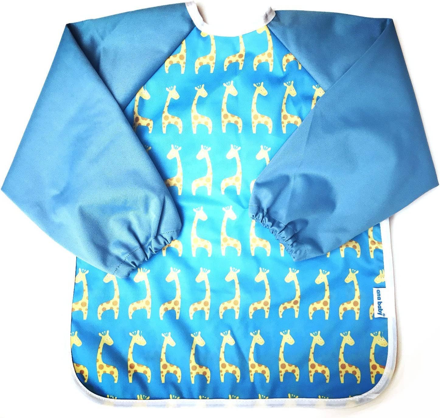 Premium Soft Long Sleeve Water Resistant Washable Bib – Blue Giraffe Design - Image 4