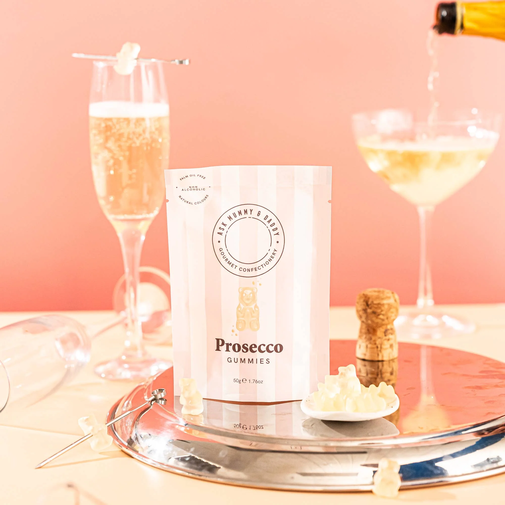 Ask Mummy & Daddy Prosecco Gummy Bears 50g Pouch – Prosecco Flavoured Gummies - Image 3