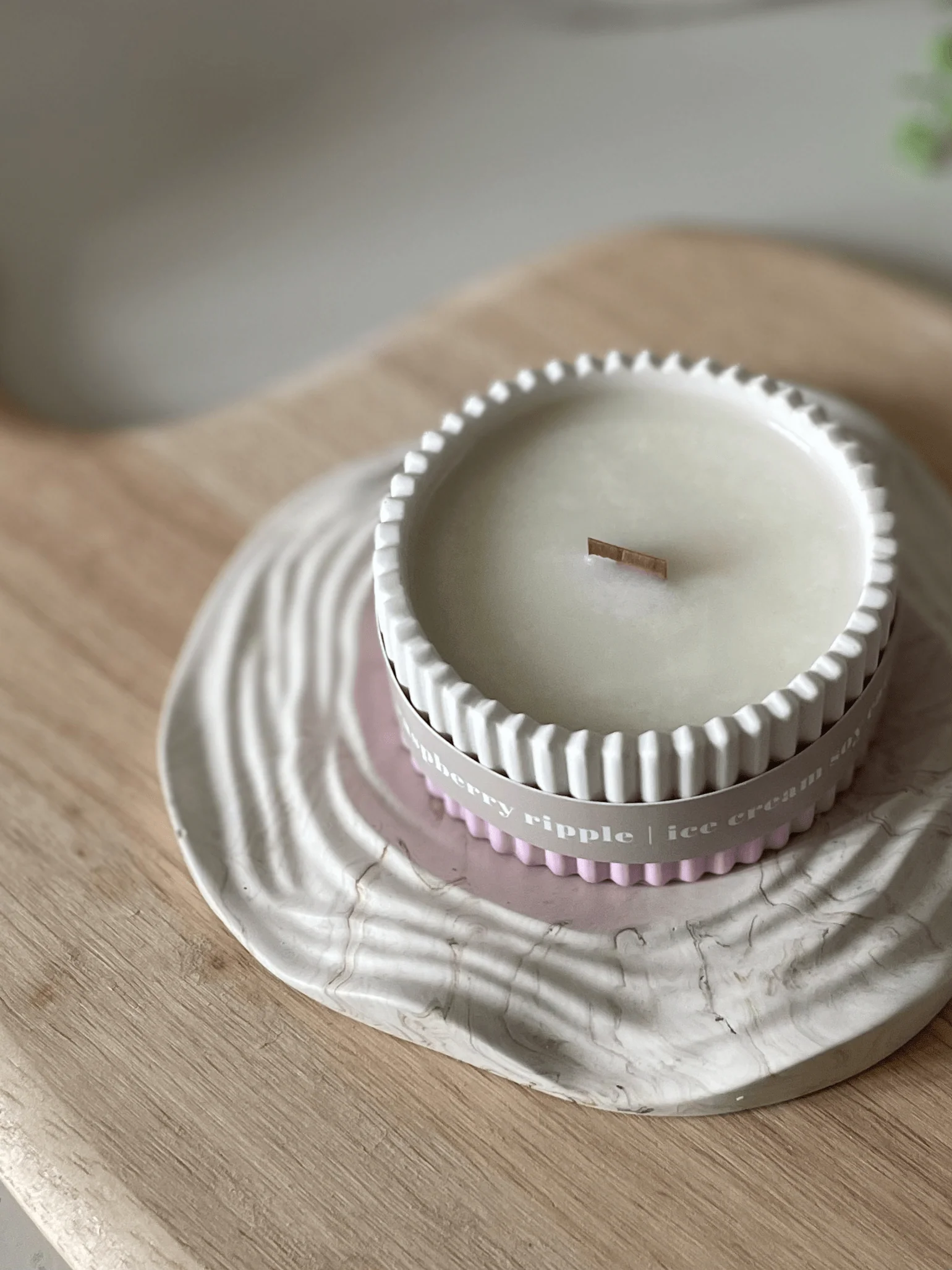Raspberry Ripple Stoneware Soy Candle – Fruity Indulgent Scent - Image 4