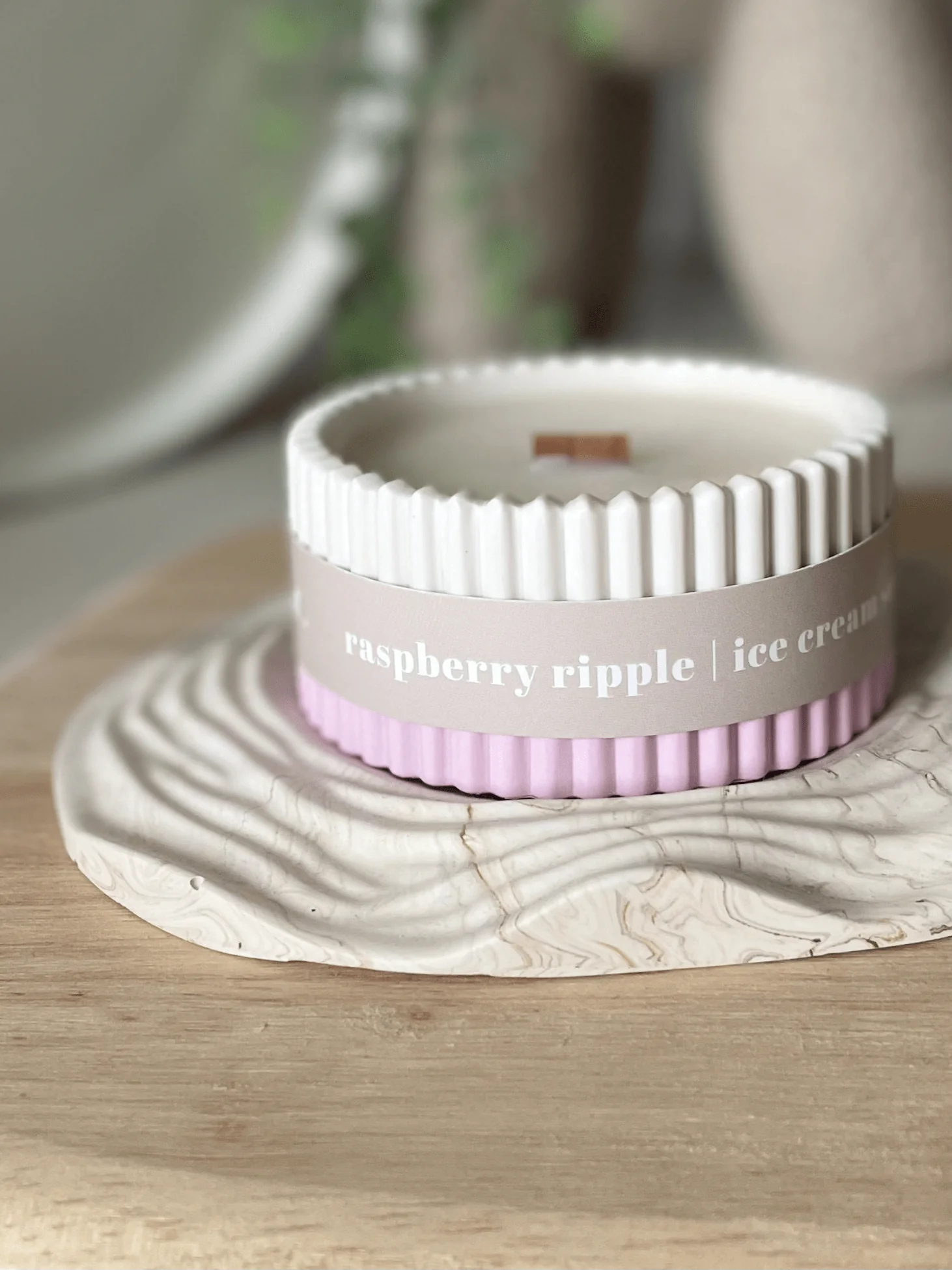 Raspberry Ripple Stoneware Soy Candle – Fruity Indulgent Scent - Image 5