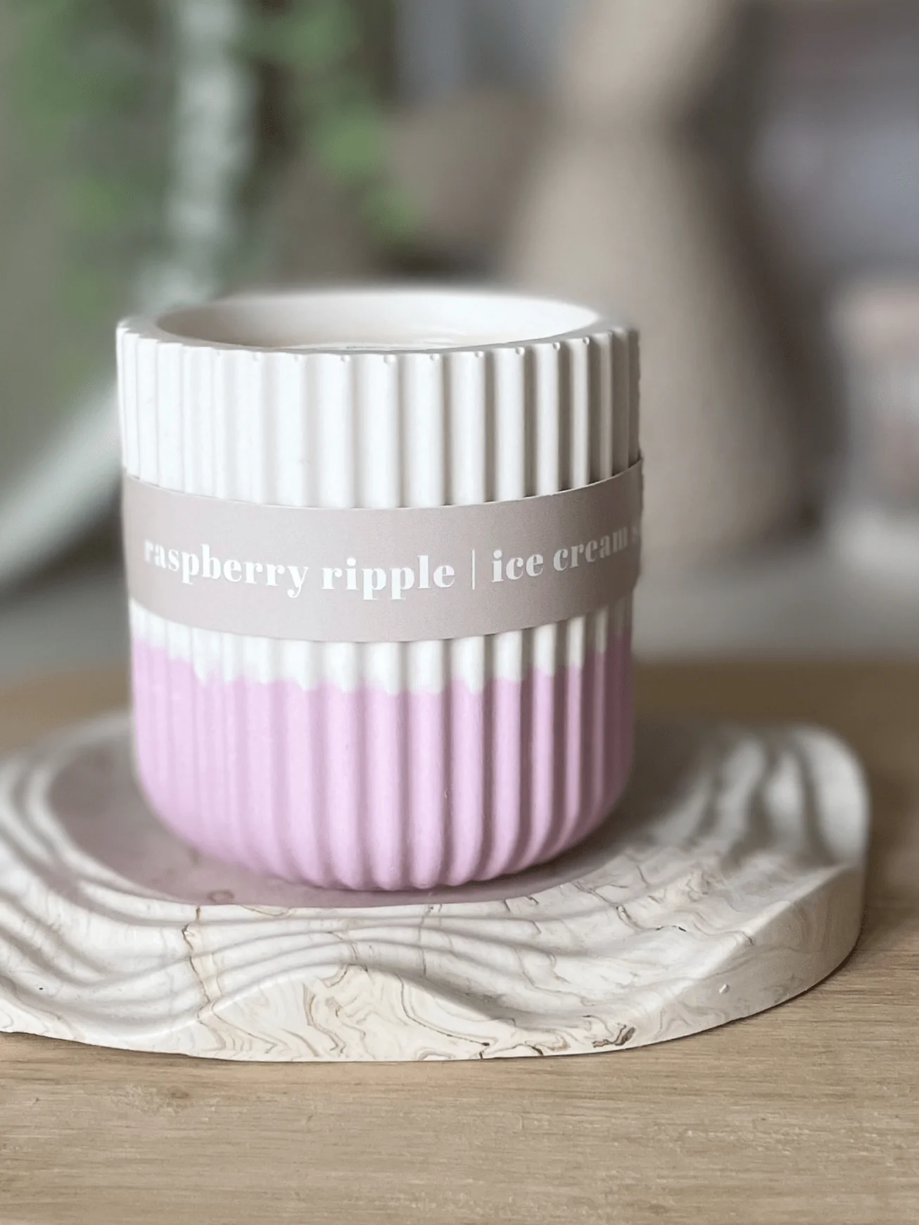 Raspberry Ripple Stoneware Soy Candle – Sustainable Fruity Scent - Image 2