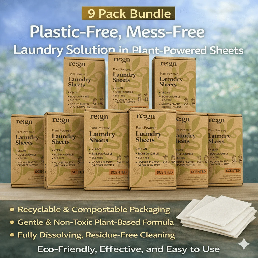 Re:gn Laundry Detergent Sheets | Plastic-Free, Eco-Friendly Washing | 576 Sheets | 1 Year Supply
