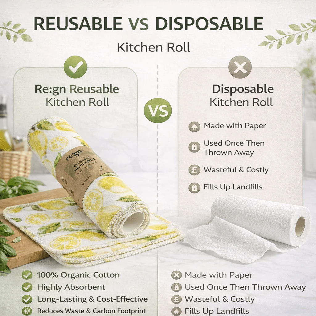 Reusable Kitchen Roll | 7 x 100% Organic Cotton Sheets & Cardboard Roll - Image 4