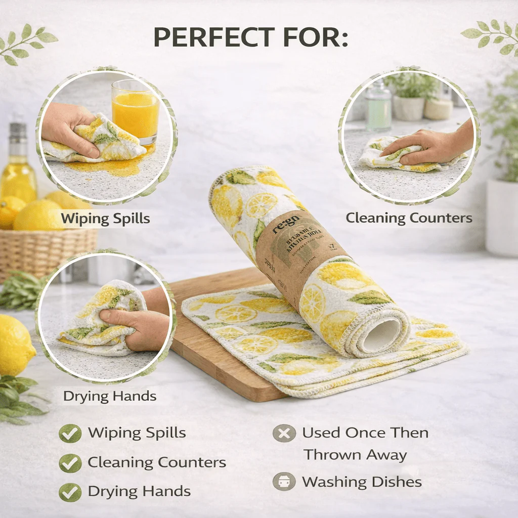 Reusable Kitchen Roll | 7 x 100% Organic Cotton Sheets & Cardboard Roll - Image 5