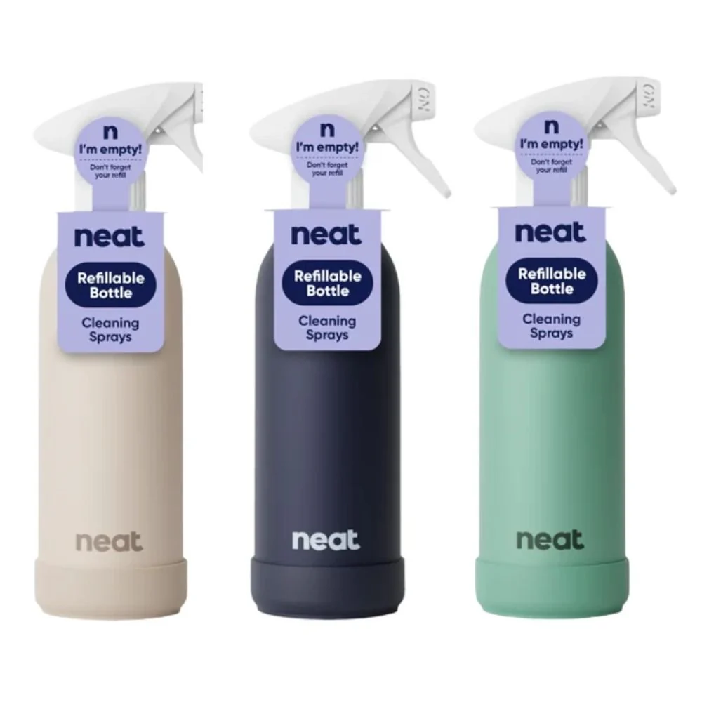 Neat Refillable Cleaning Spray Bottle – Recycled Aluminium, 470ml (Stone, Midnight, Sage) - Image 3