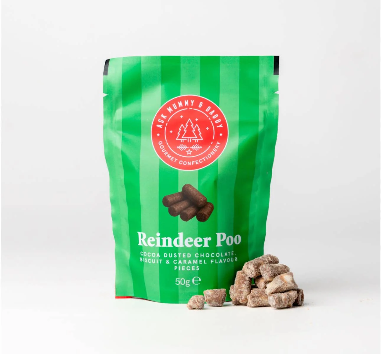 Ask Mummy & Daddy Reindeer Poo Pouch – Salted Caramel Chocolate Nibbles - Image 2