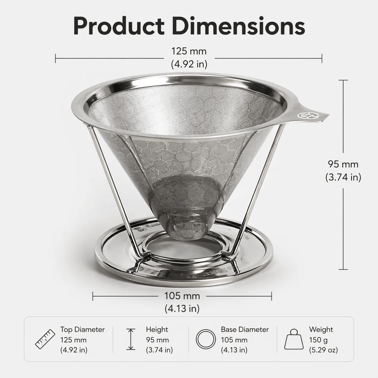 Zero Waste Club Reusable Stainless Steel Coffee Filter - Eco-Friendly & Durable - Image 6