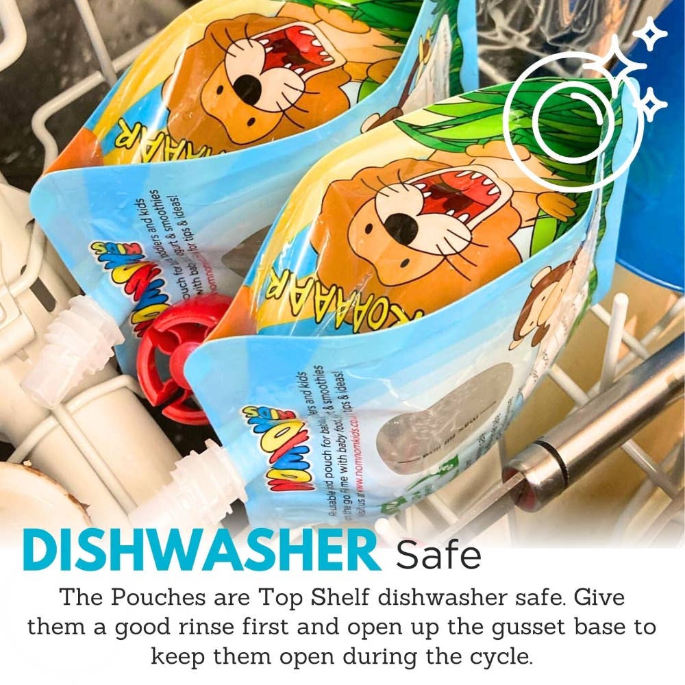 Nom Nom Kids Reusable Food Pouches 140ml Animal Pouches 4 Pack - Image 5