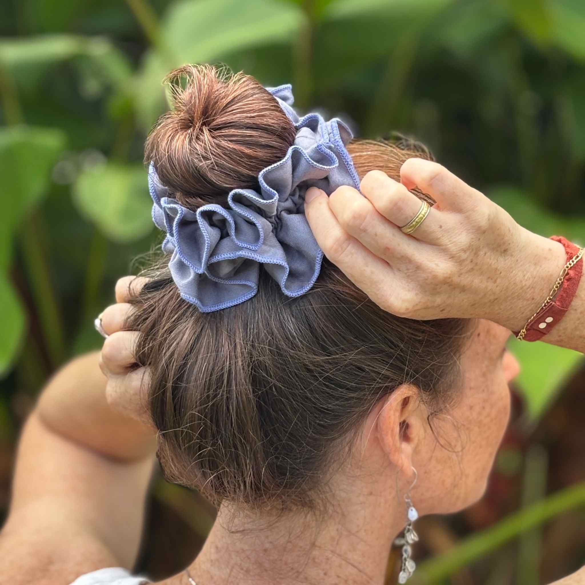 Ruched Organic Satin Scrunchie – Plastic-Free Hair Accessory - Image 5