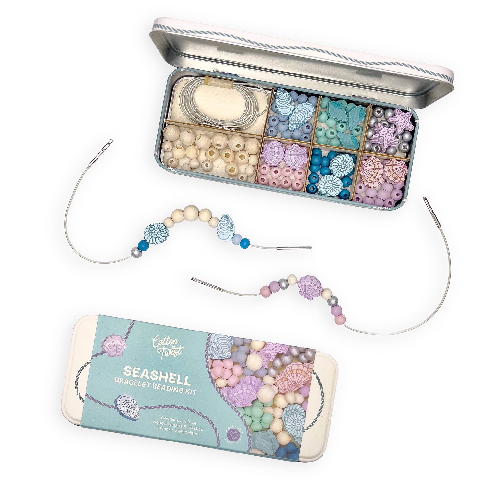 Create Your Own Seashell Bracelet Bead Craft Kit in Reusable Tin - Image 2