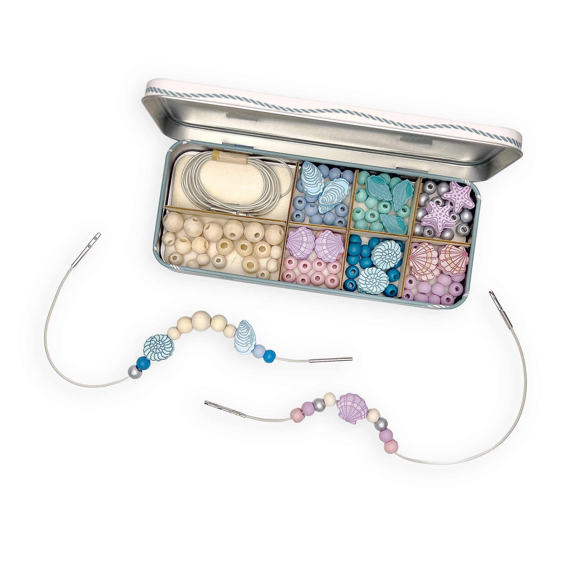 Create Your Own Seashell Bracelet Bead Craft Kit in Reusable Tin - Image 3