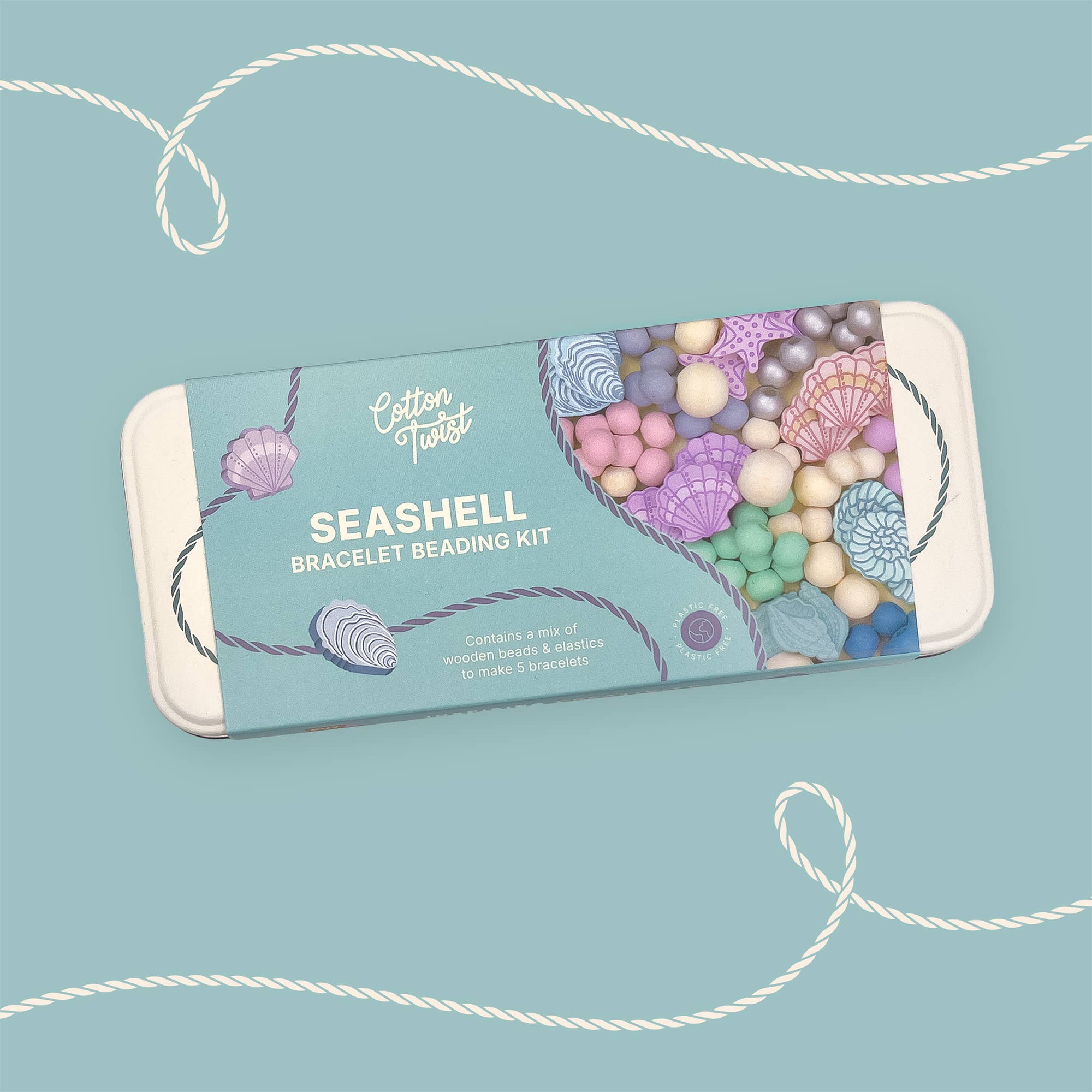 Create Your Own Seashell Bracelet Bead Craft Kit in Reusable Tin - Image 4