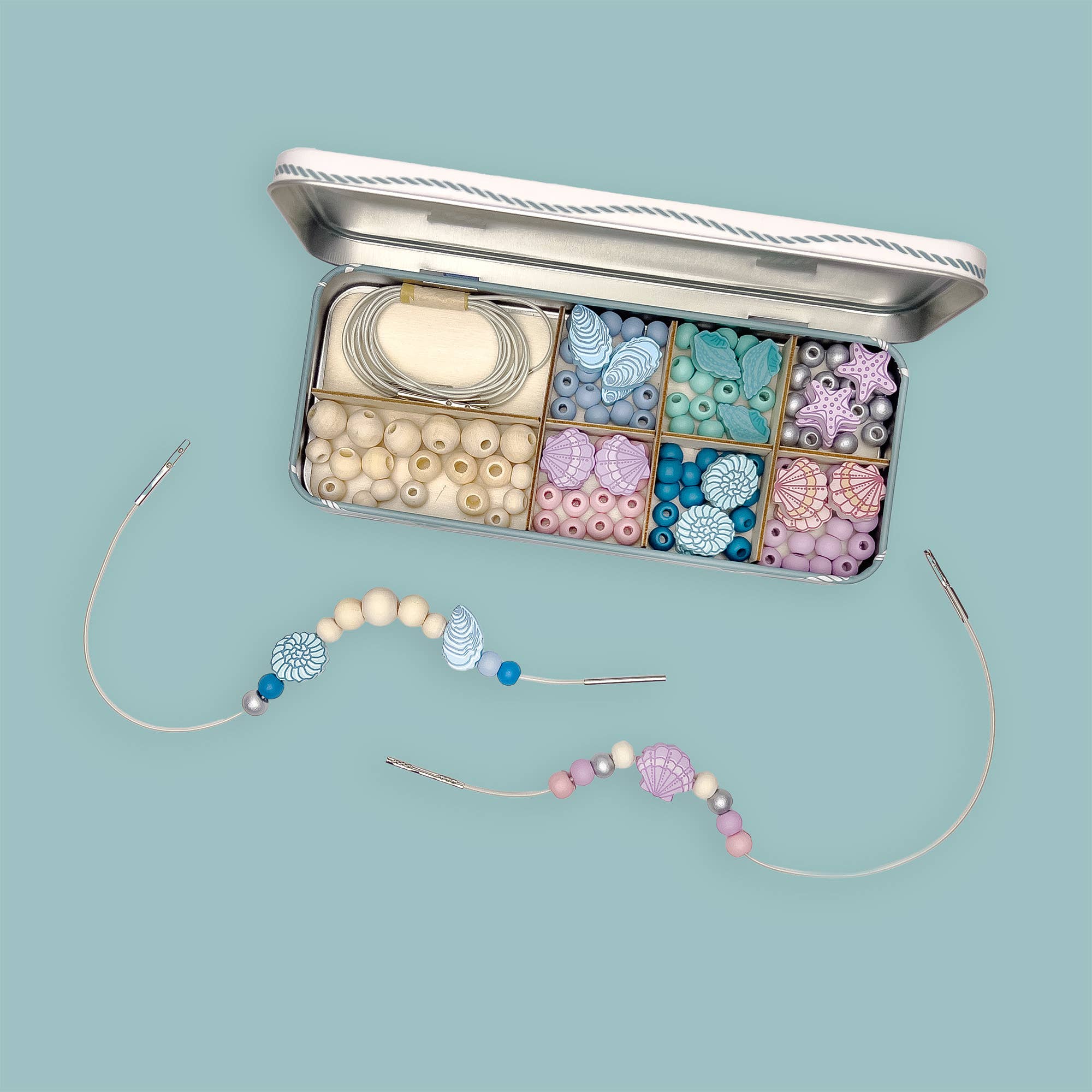 Create Your Own Seashell Bracelet Bead Craft Kit in Reusable Tin - Image 7