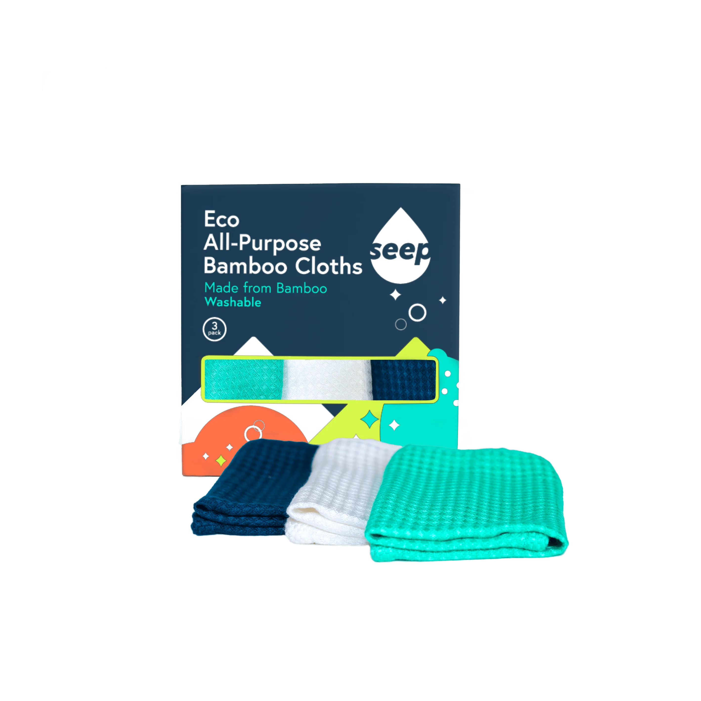 Plastic-Free Bamboo Cleaning Cloths 3-Pack | Reusable All-Purpose Cloths