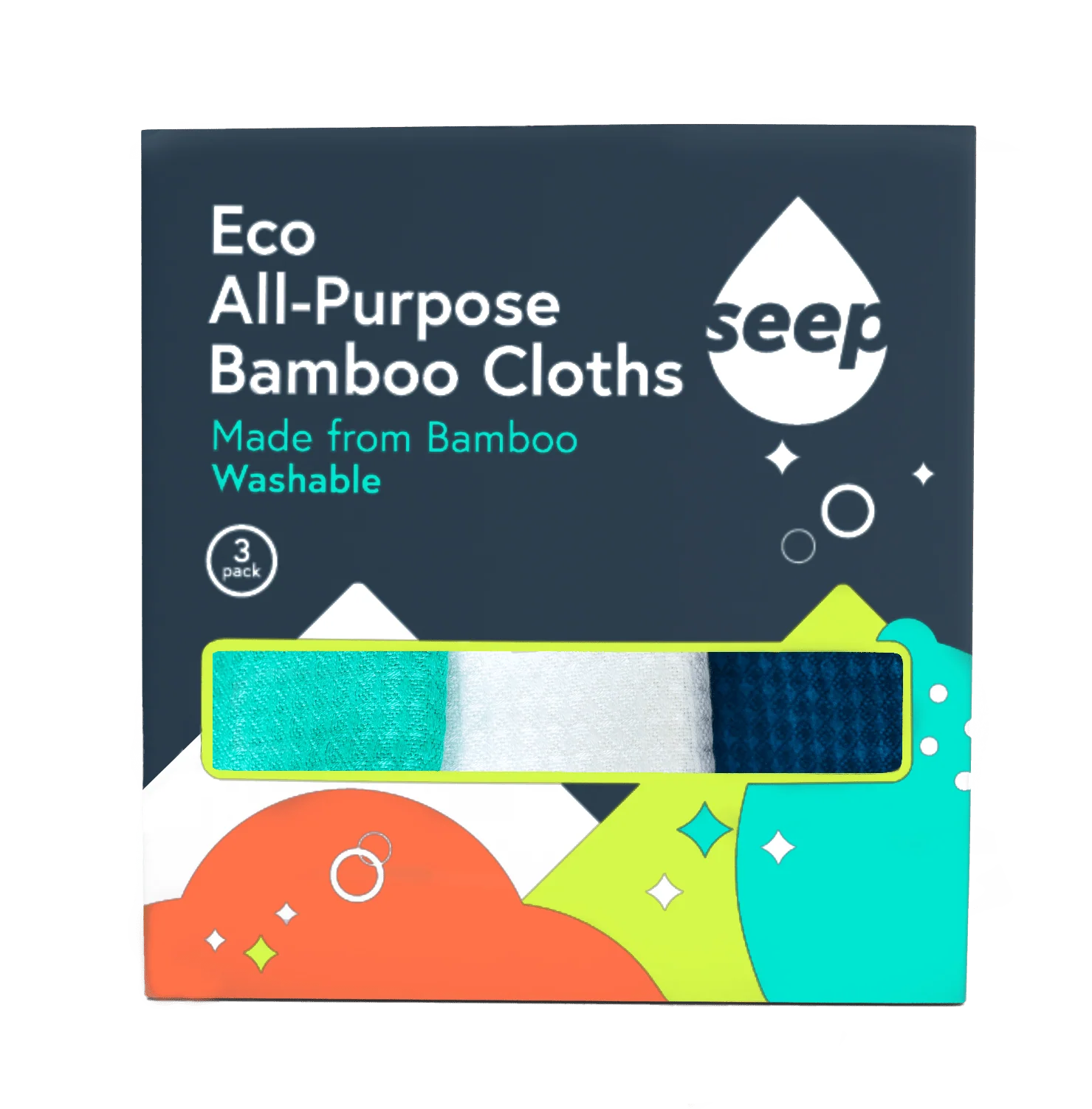 Plastic-Free Bamboo Cleaning Cloths 3-Pack | Reusable All-Purpose Cloths - Image 3
