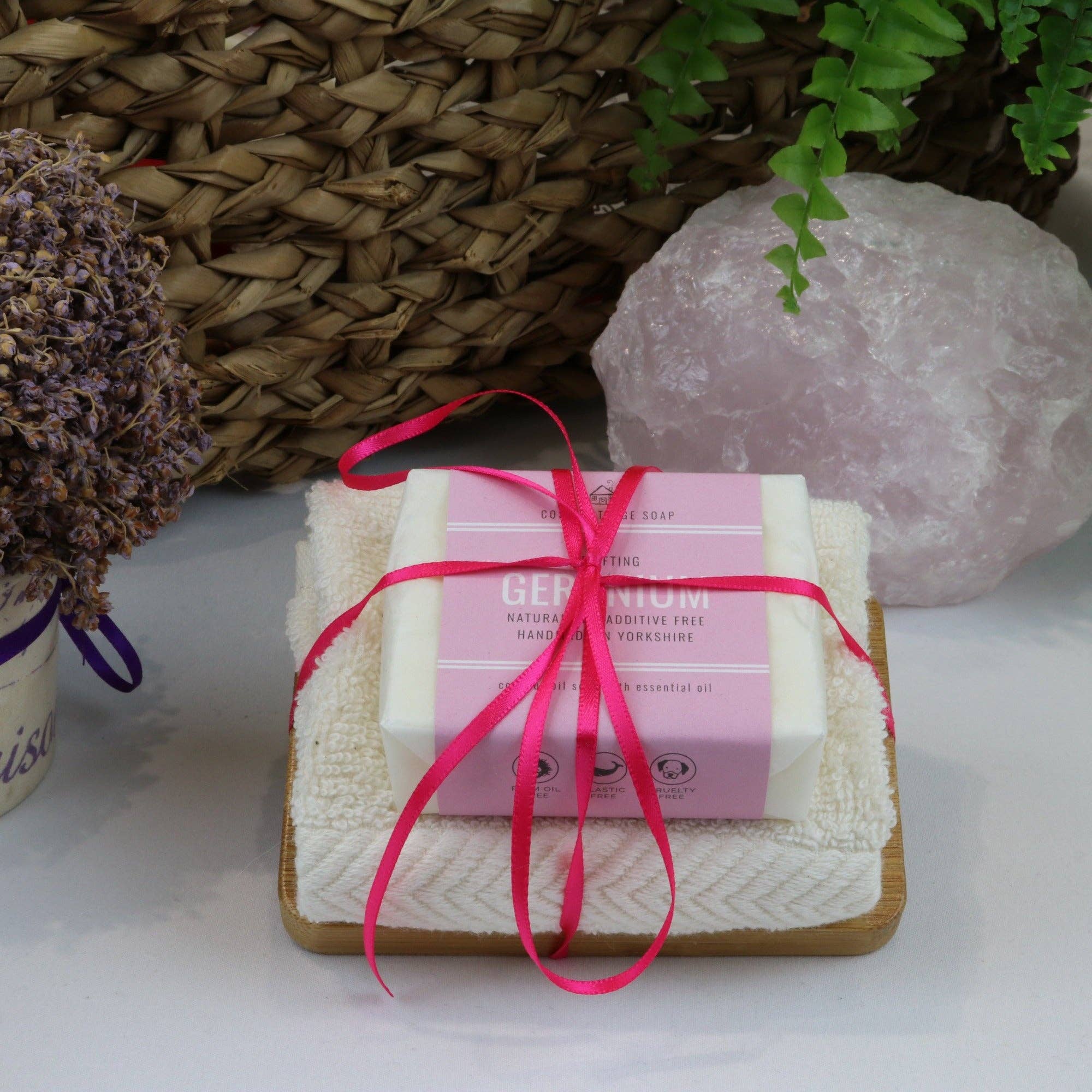 Natural Soap, Cotton Cloth & Bamboo Dish Gift Set – Handmade in Yorkshire - Image 5
