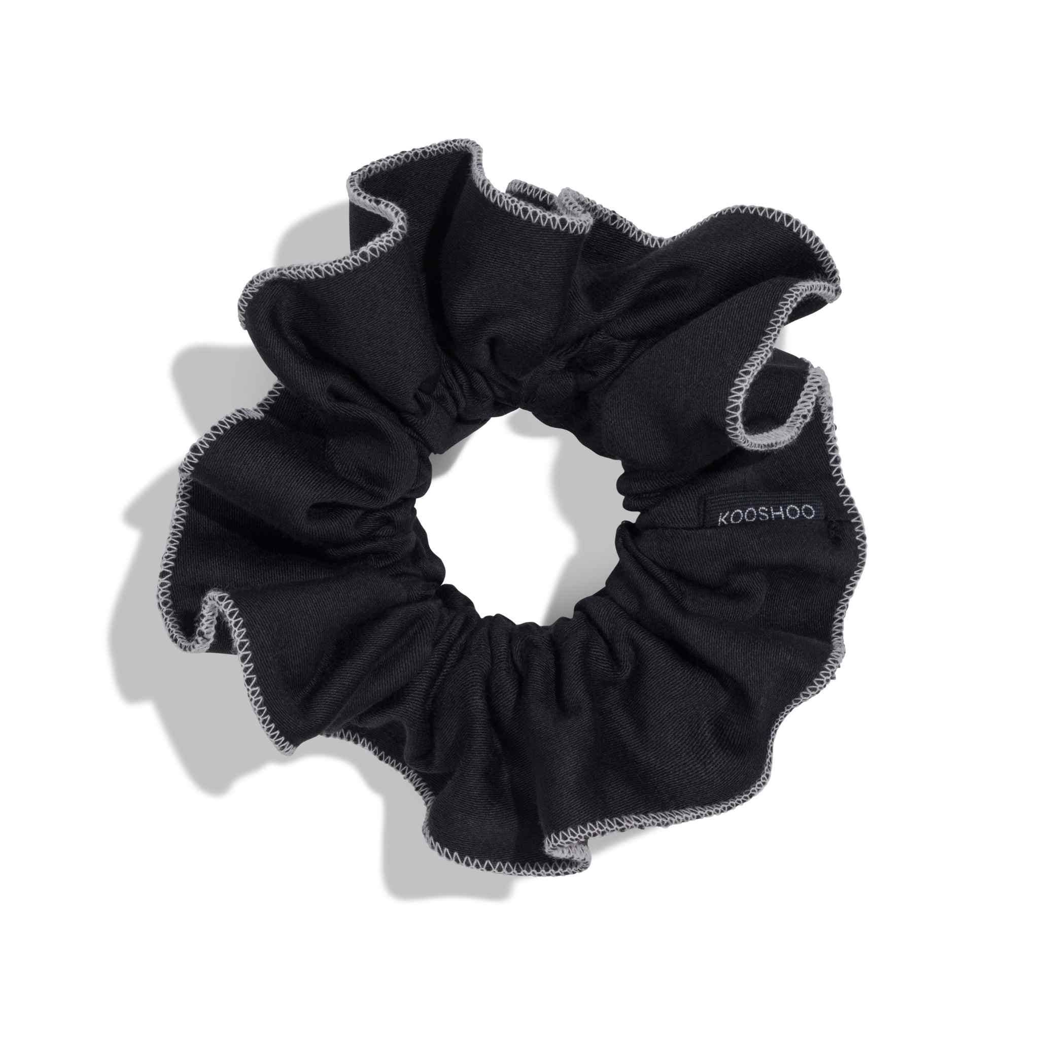 Tuxedo Ruffle Scrunchie – Organic Ruched Satin - Image 3
