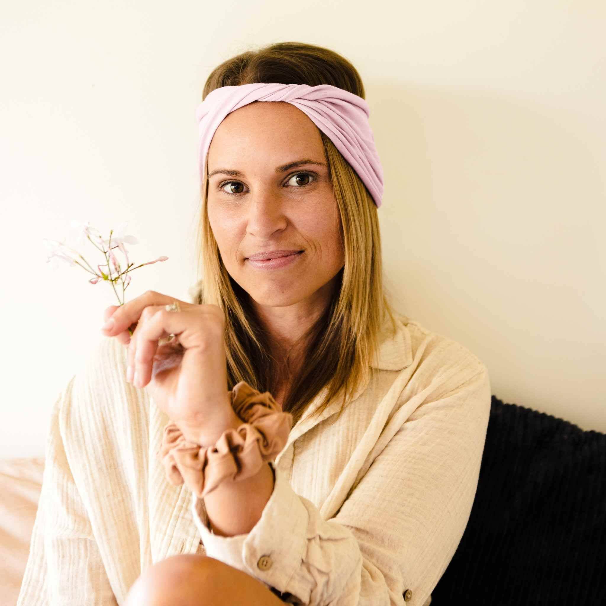 KOOSHOO Twist Headband Pink Mist – Organic Fairtrade - Image 5