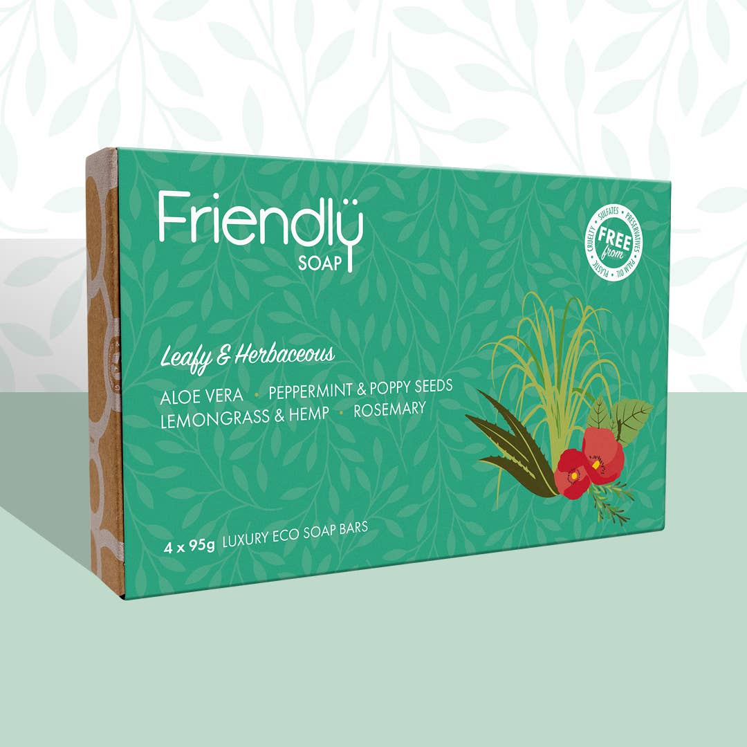 Vegan Soap Gift Set – Leafy & Herbaceous Selection (4 x 95g Bars, Plastic-Free & Handmade) - Image 2