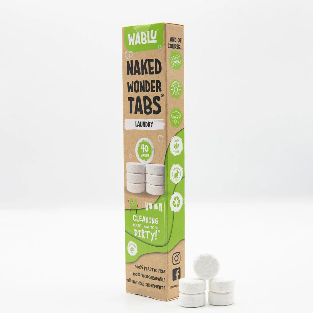 WABLU Naked Wonder Tabs® – Plastic-Free, Biodegradable Laundry Detergent Tabs - 40 pack