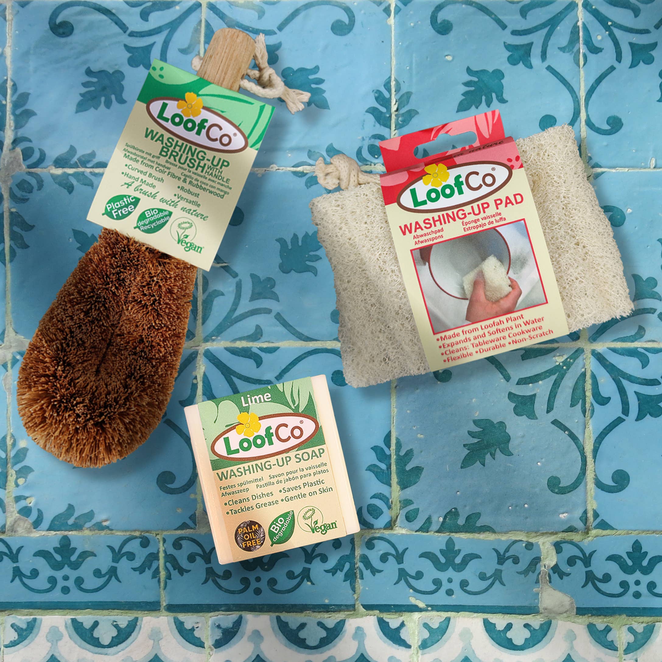 LoofCo Washing-Up Brush with Handle – Natural Coconut Fibre Dish Brush - Image 2