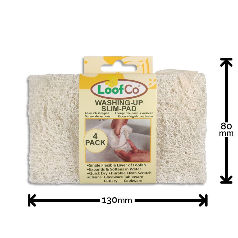 LoofCo Washing-Up Slim Pads 4-Pack – Eco-Friendly Loofah Dish Sponges - Image 4