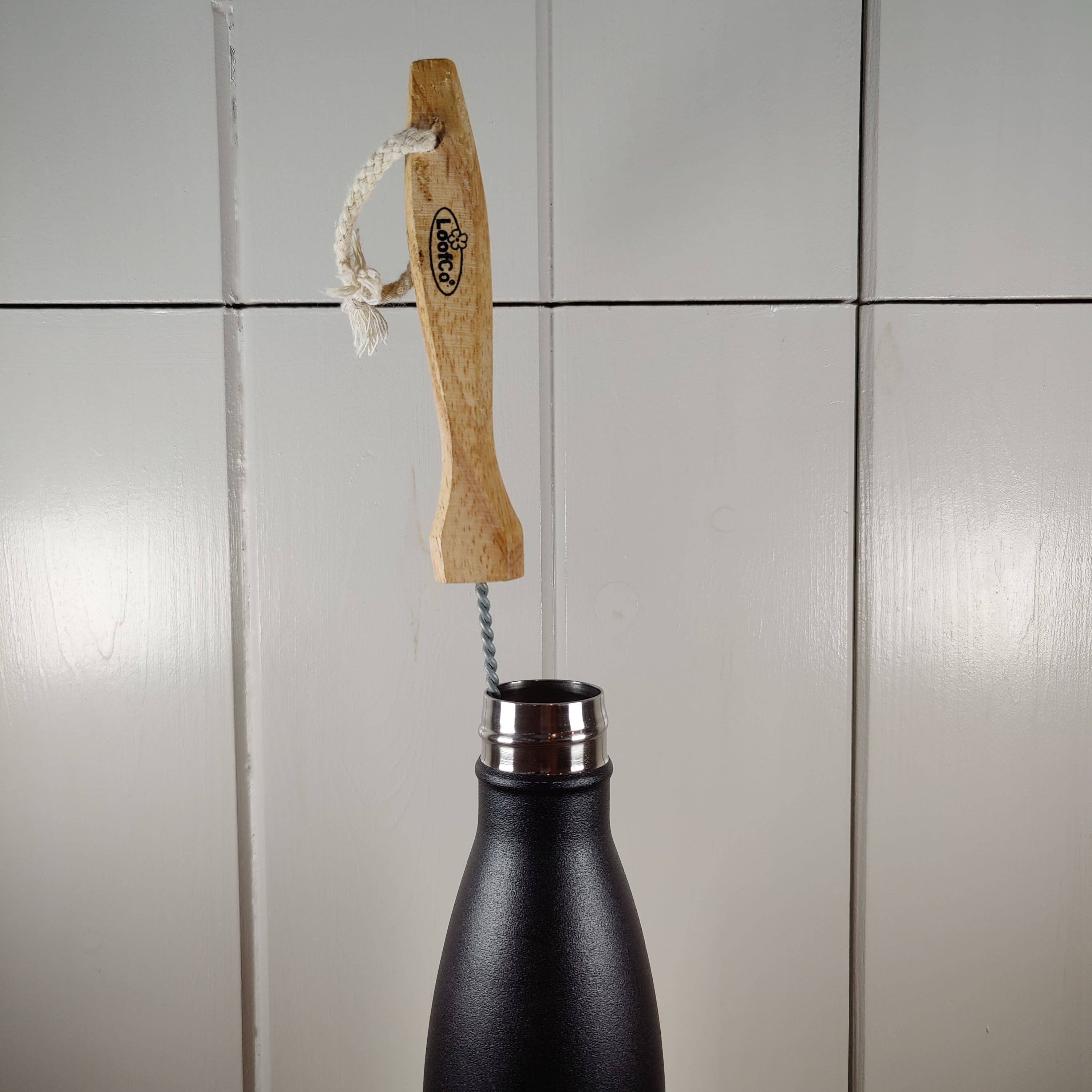 LoofCo Water Bottle Brush – Natural Coconut Coir Fibre with Rubberwood Handle - Image 3