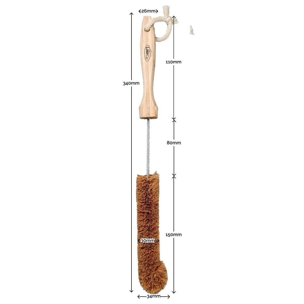 LoofCo Water Bottle Brush – Natural Coconut Coir Fibre with Rubberwood Handle - Image 4