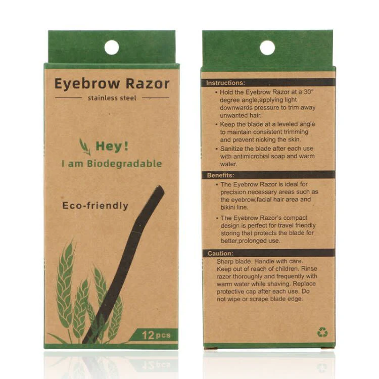 Biodegradable Eco Friendly Eyebrow Razors - Wheat Straw Razor Blades, 12 Pack - Image 4
