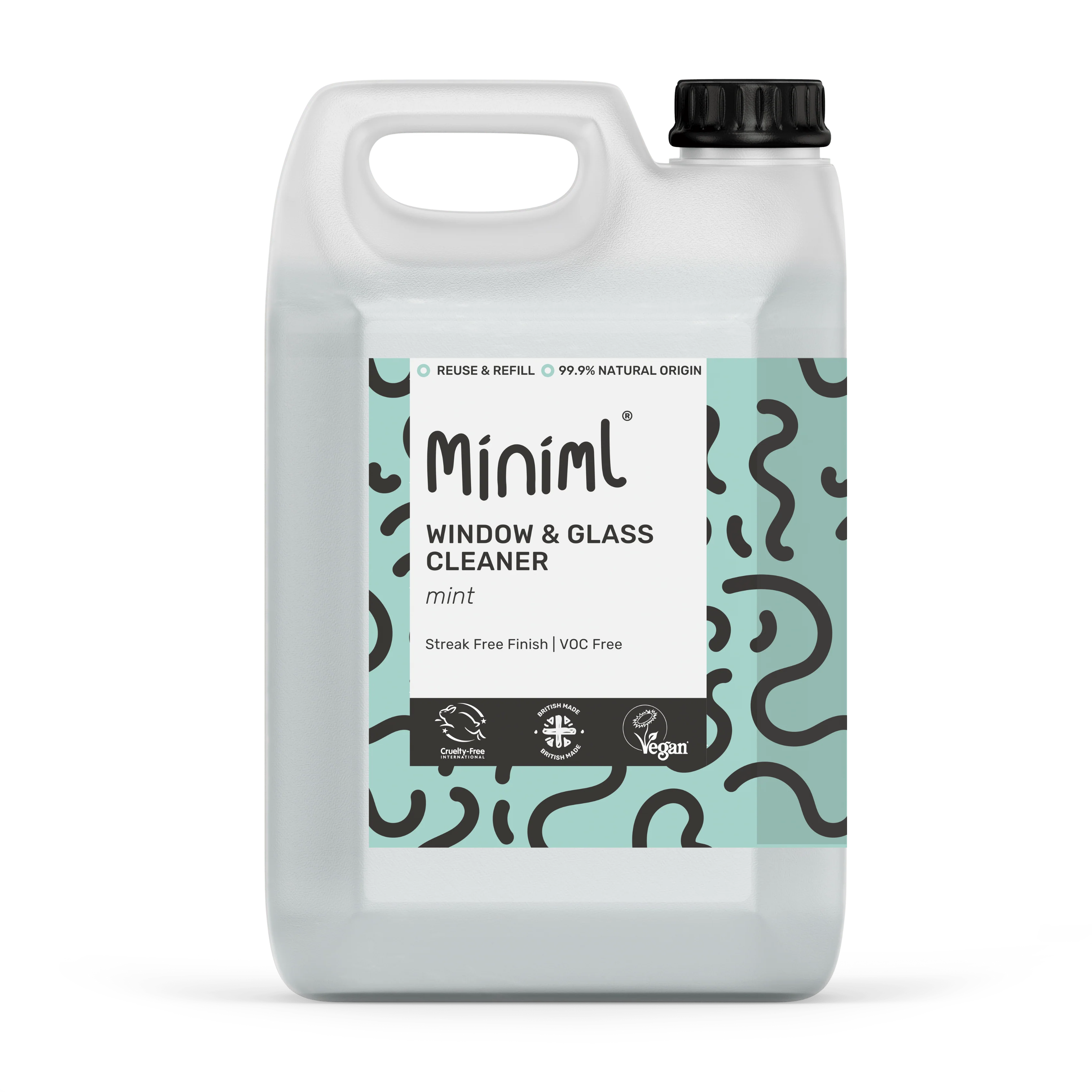 Miniml Mint Window & Glass Cleaner 5L Refill | Streak-Free Shine