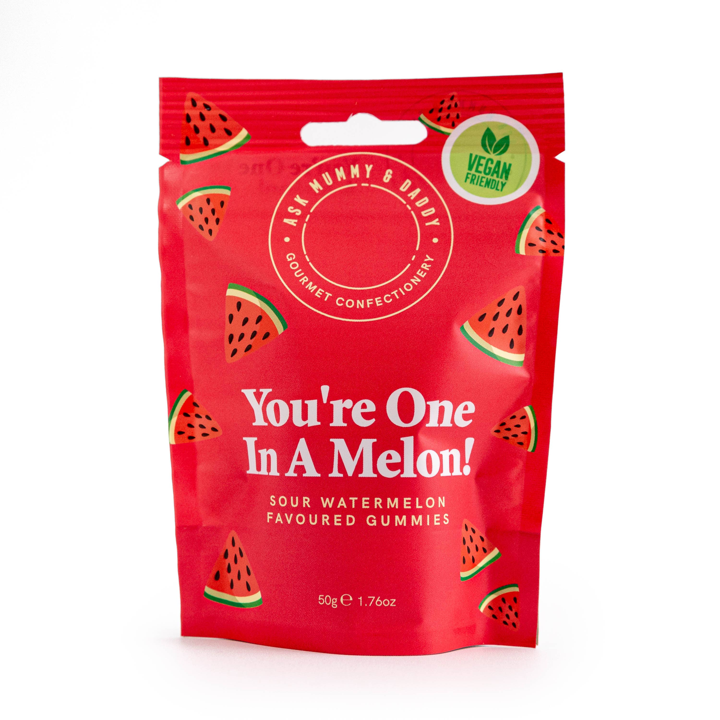 Ask Mummy & Daddy You're One In A Melon Gummies 50g Pouch – Melon Flavoured Vegan Sweets - Image 4