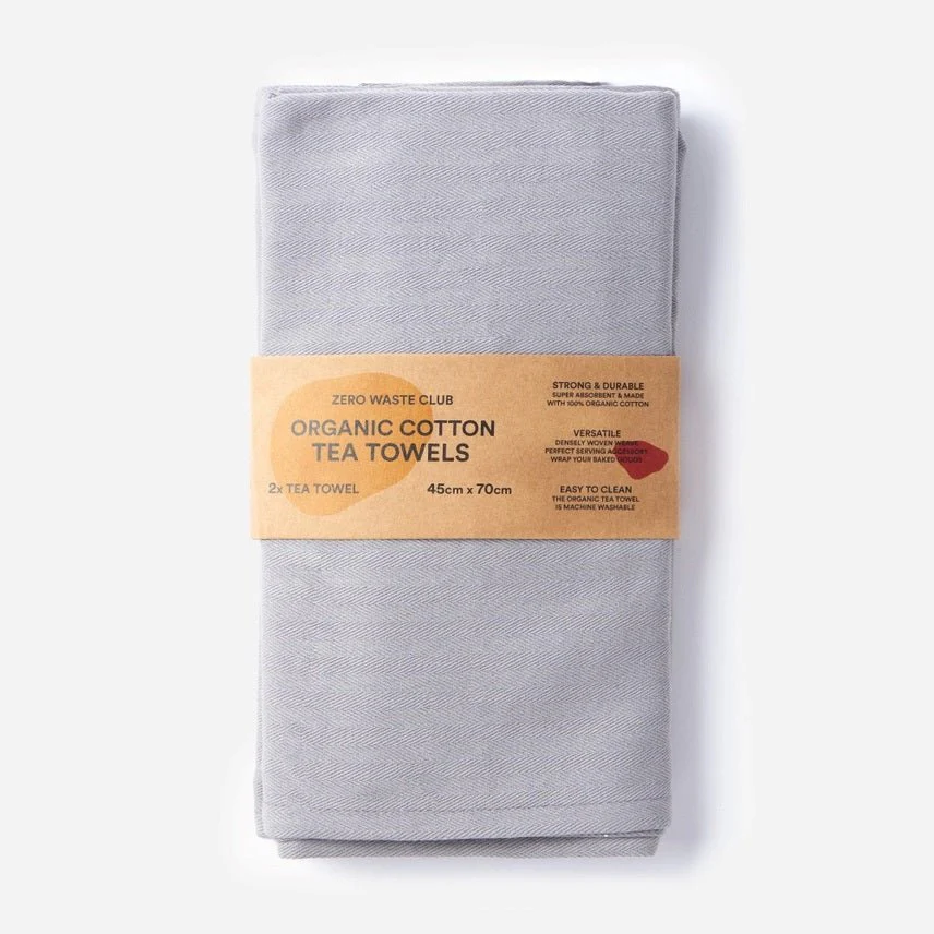 Zero Waste Club Organic Cotton Herringbone Weave Tea Towels – Pack of 2 - Image 5