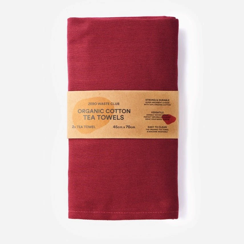 Zero Waste Club Organic Cotton Herringbone Weave Tea Towels – Pack of 2 - Image 7