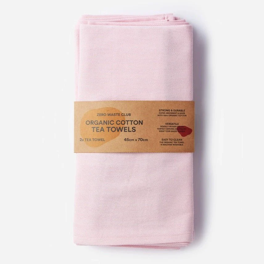 Zero Waste Club Organic Cotton Herringbone Weave Tea Towels – Pack of 2 - Image 8