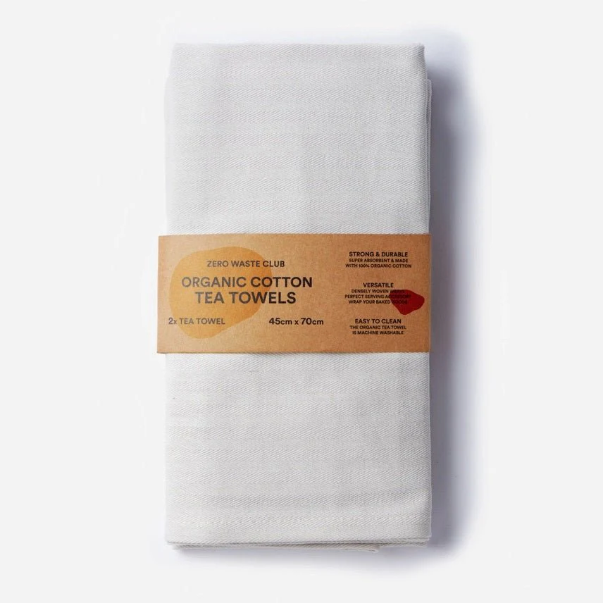 Zero Waste Club Organic Cotton Herringbone Weave Tea Towels – Pack of 2 - Image 9
