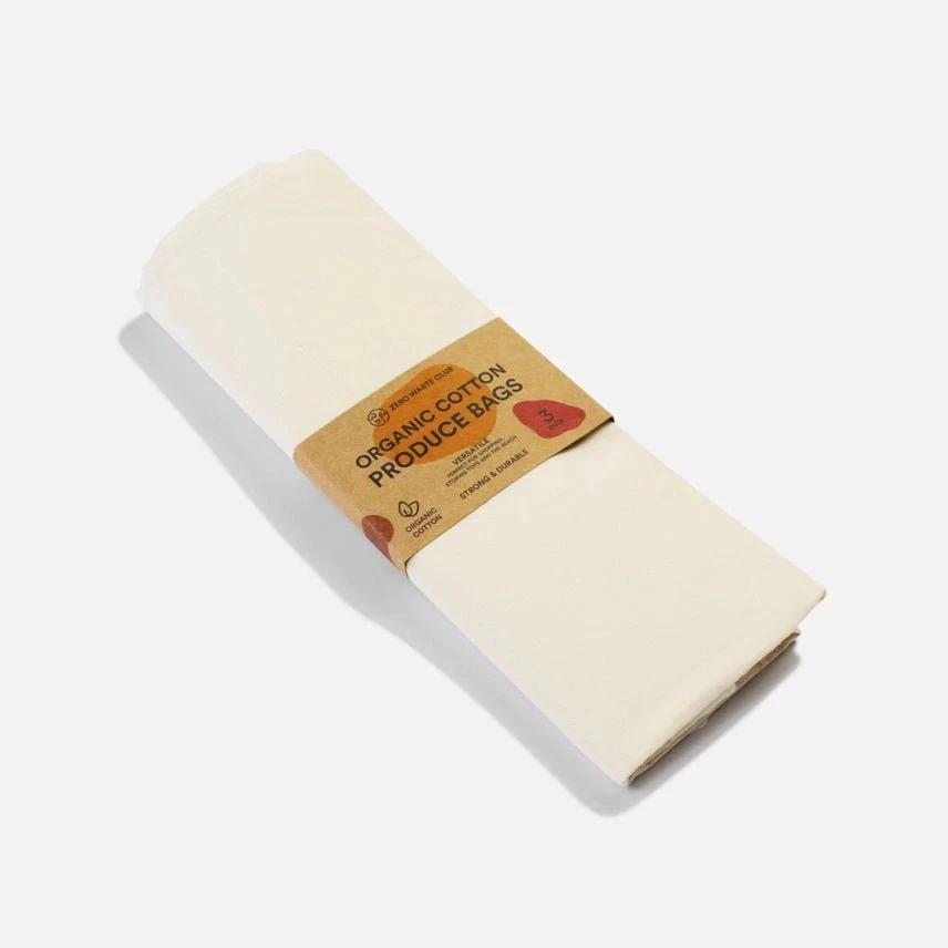 Zero Waste Club Organic Cotton Produce Bags – Pack of 3 - Image 3